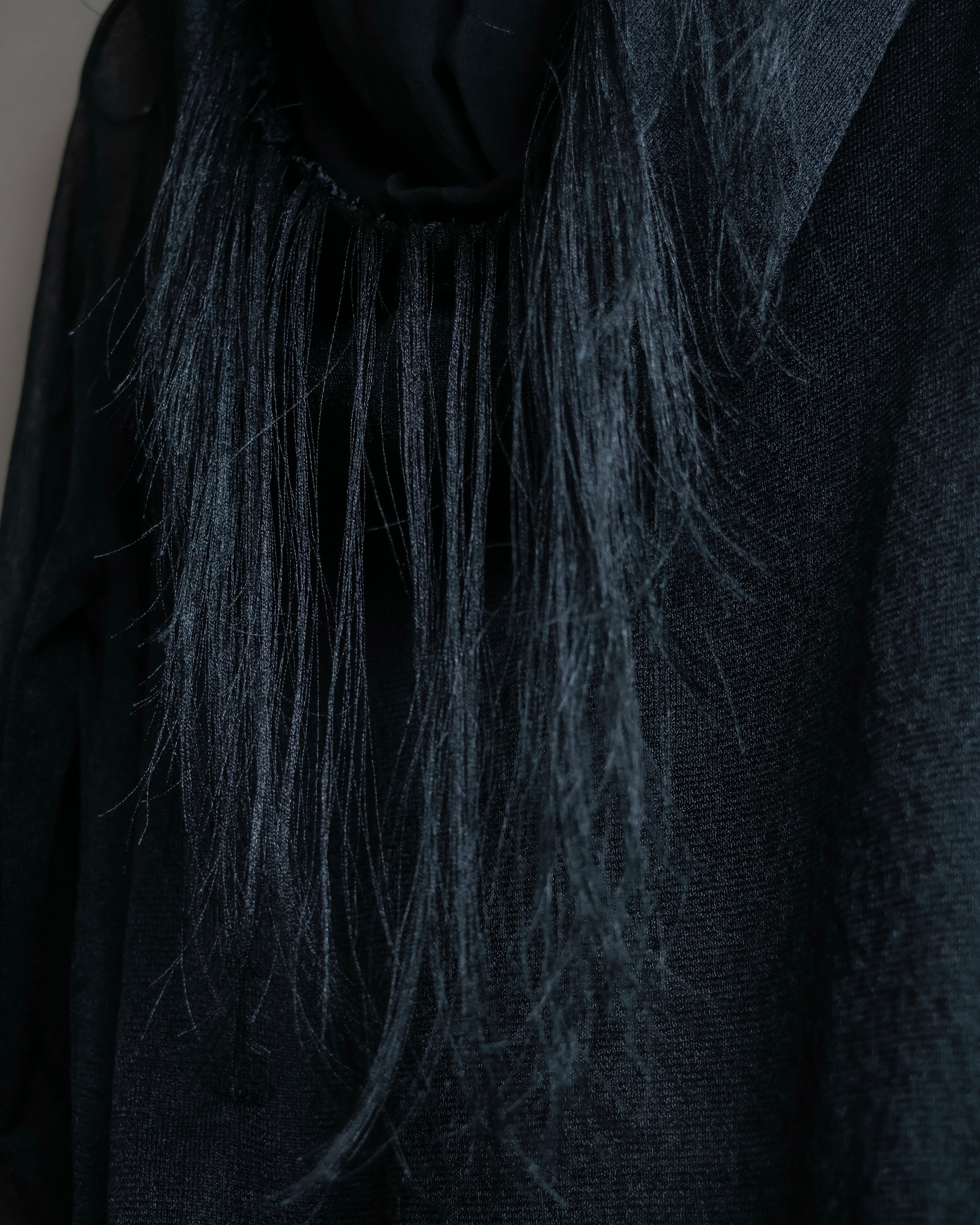 "sacai" Wig design sheer hooded pullover