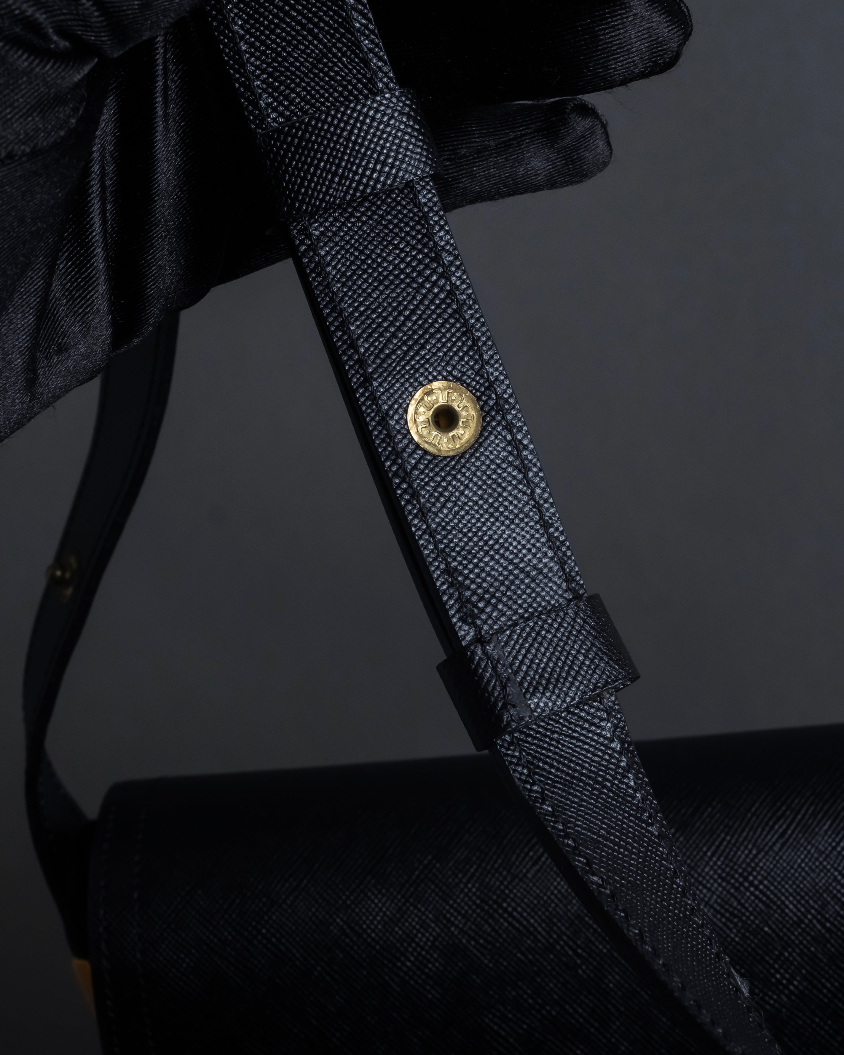 "YVES SAINT LAURENT" Cassandra logo engraved flap design leather bag