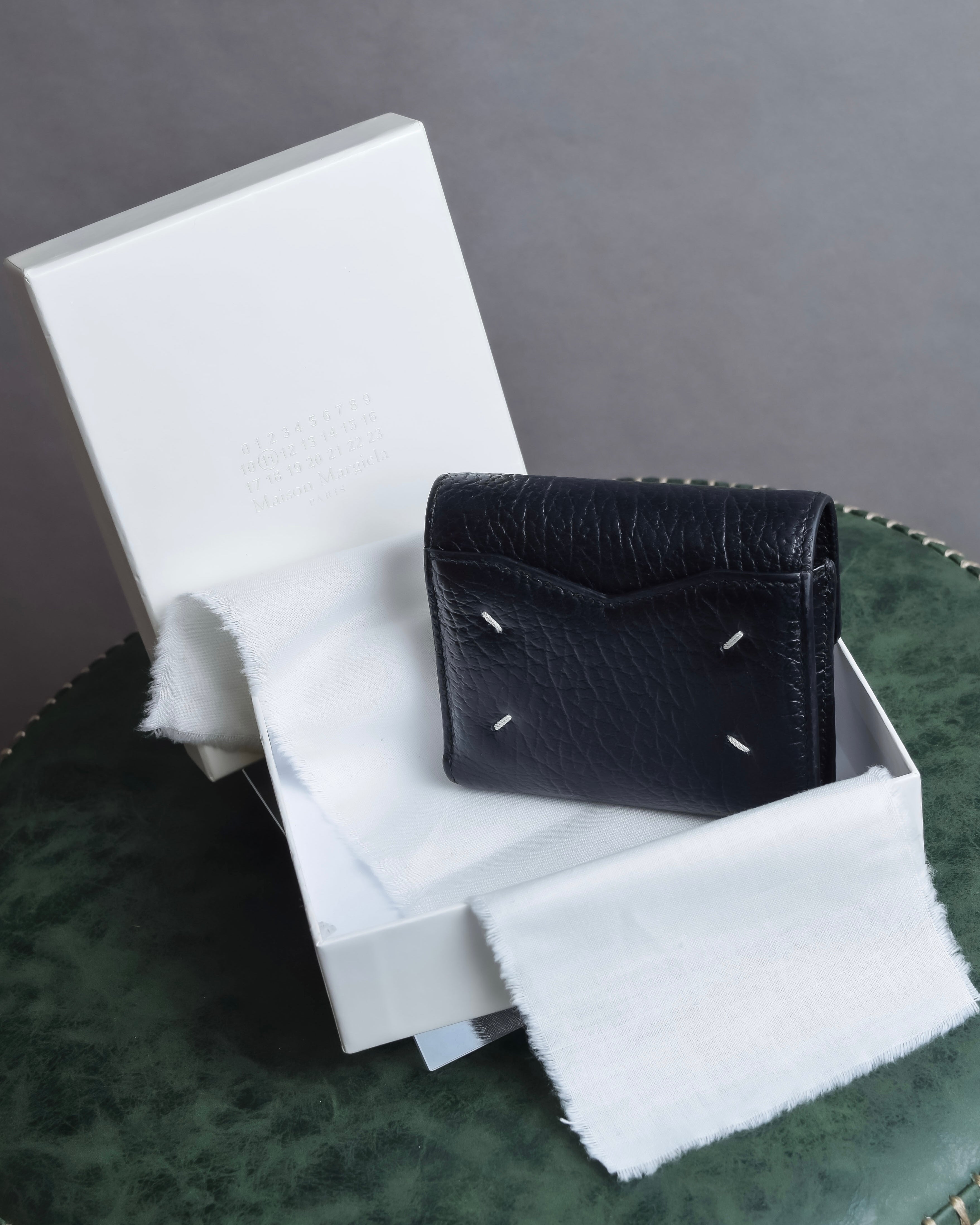 "MAISON MARGIELA" Grained leather envelope compact wallet