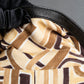 "PRADA" 1996fall Geometric pattern leather trim design mid length coat