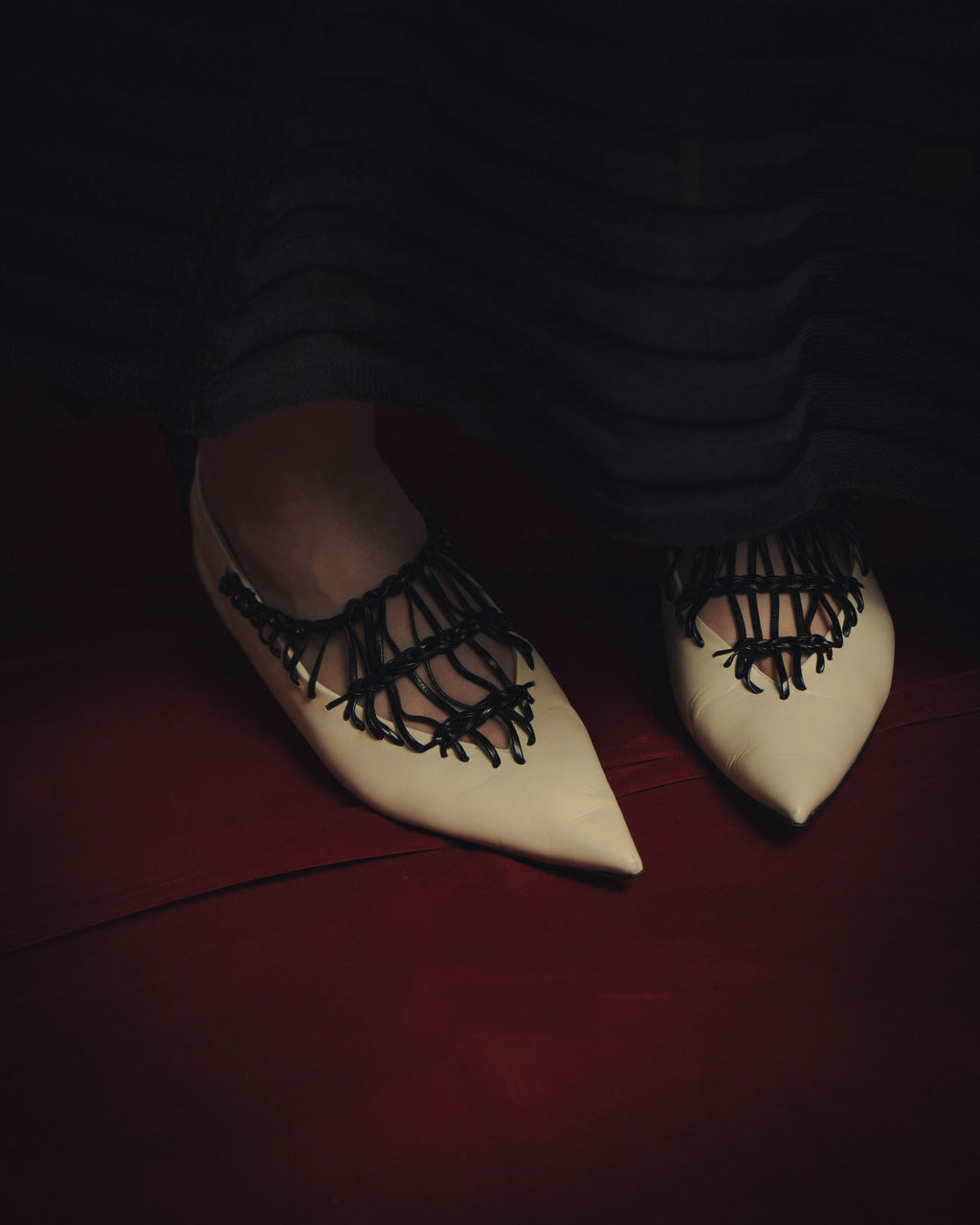 -SPECIAL- “JIL SANDER” 2020’s interwoven strap pointed-toe flat shoes