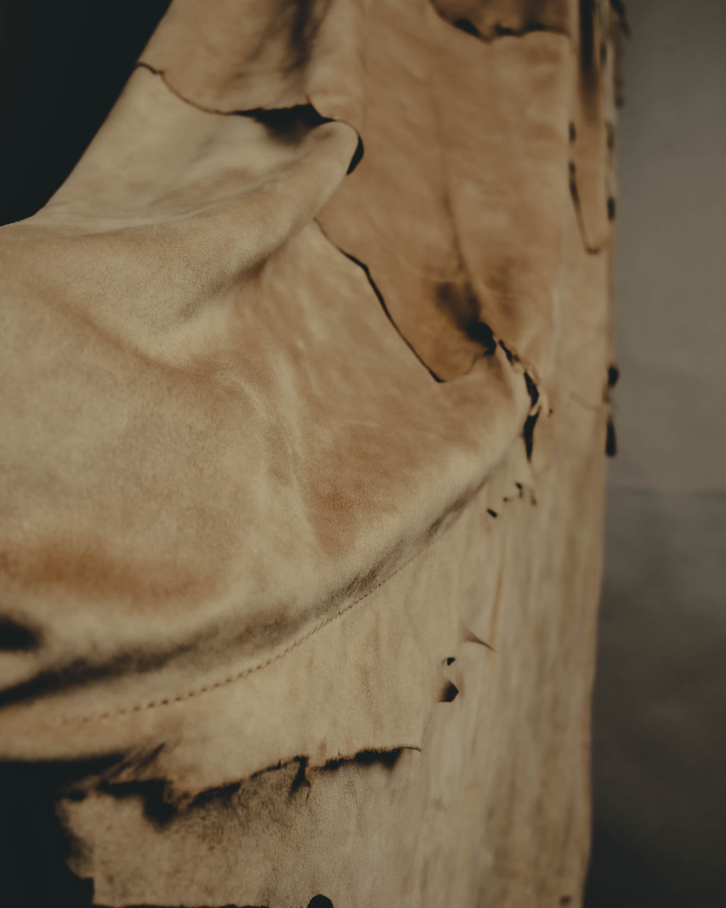 “DOLCE&GABBANA” 1999-2003 Distressed suede patchwork maxi skirt