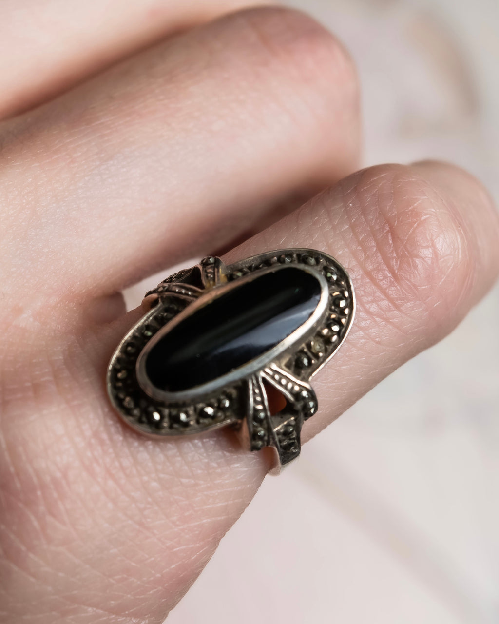 "GEORG JENSEN" Silver925 Onyx motif ring