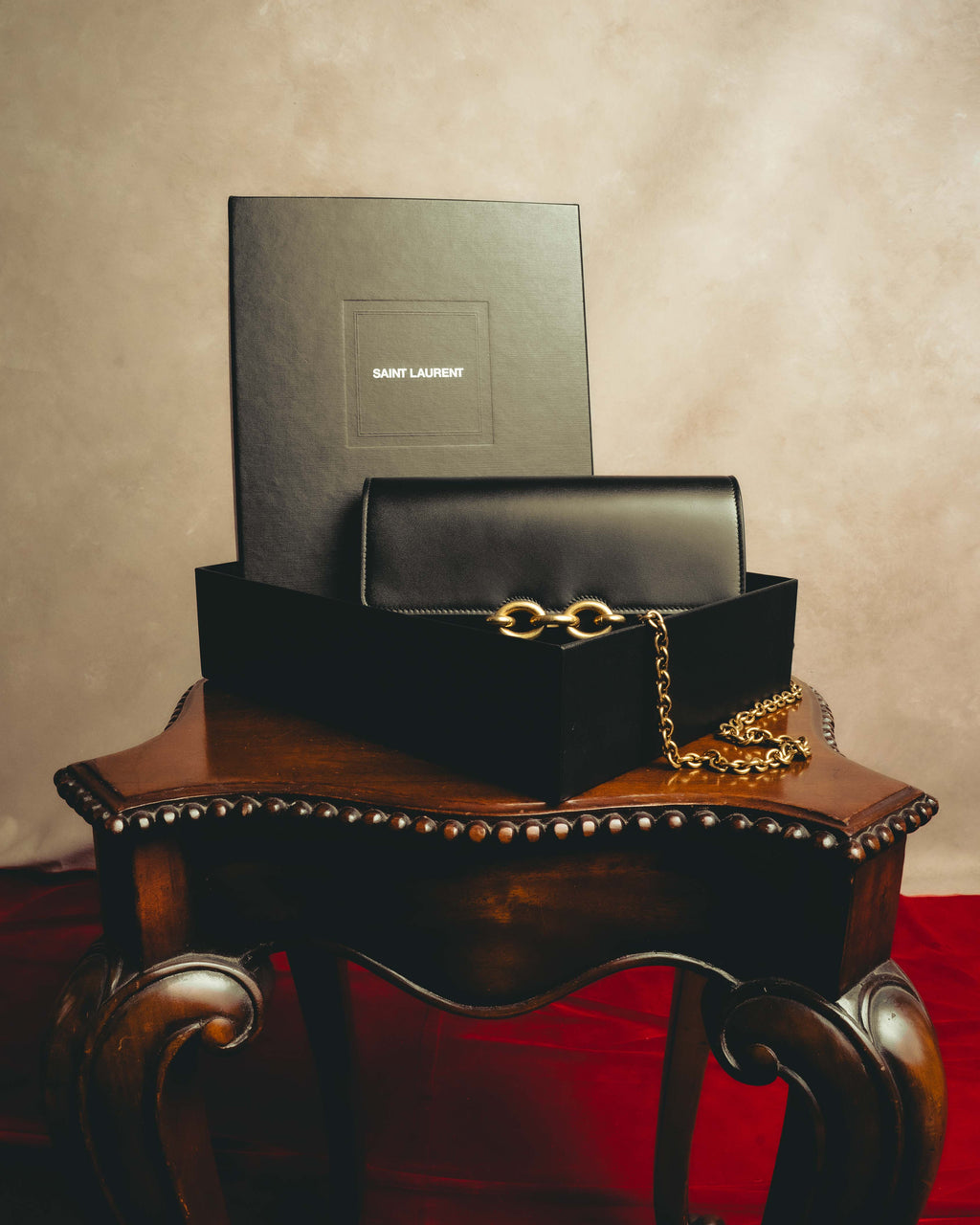 -SPECIAL- “Saint Laurent” 20’s Le Maillon smooth leather chain wallet