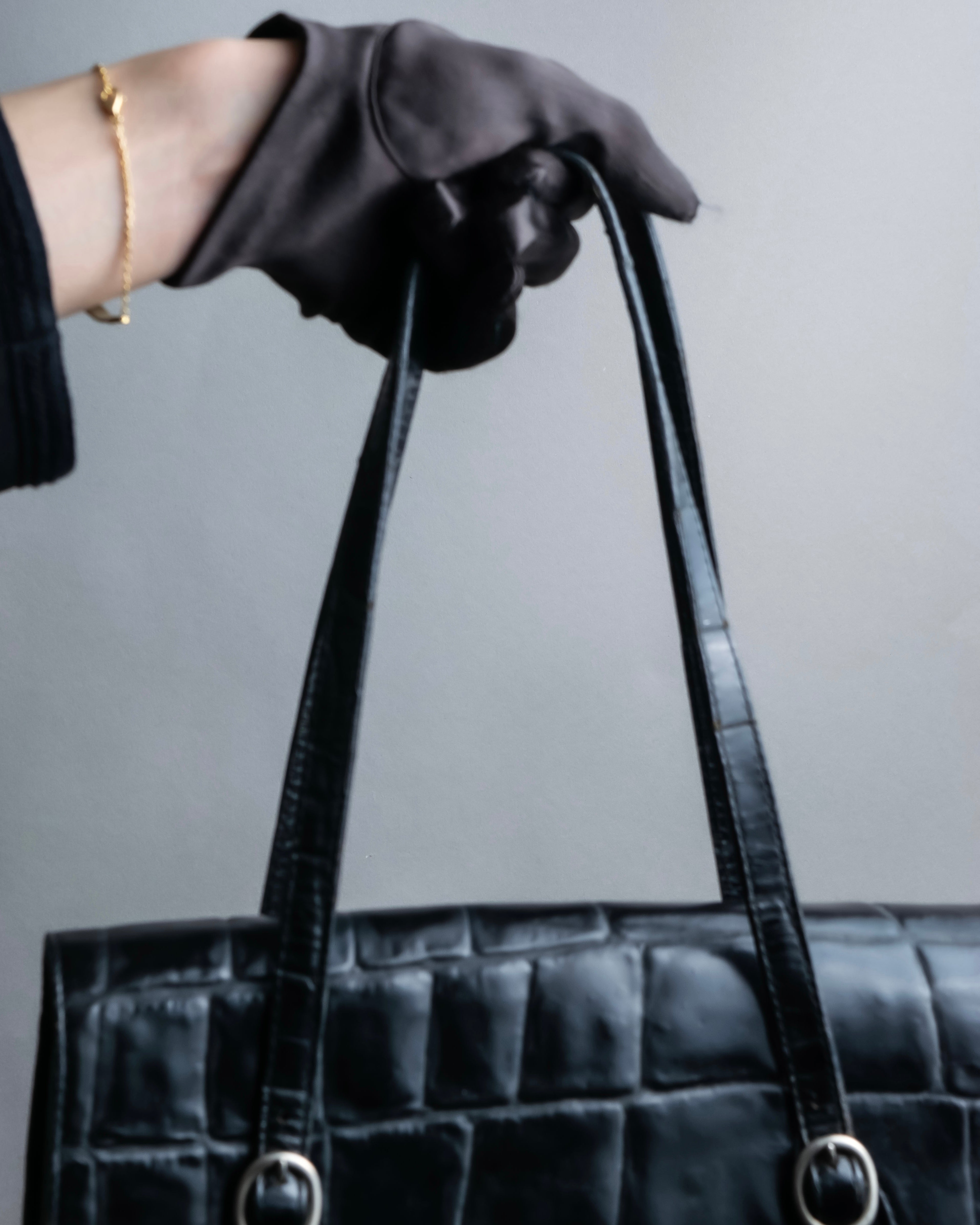 “Jean Paul Gautier” Crocodile-embossed shoulder bag