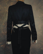 -SPECIAL- “ANN DEMEULEMEESTER” Pre-2012 asymmetric cropped satin biker jacket