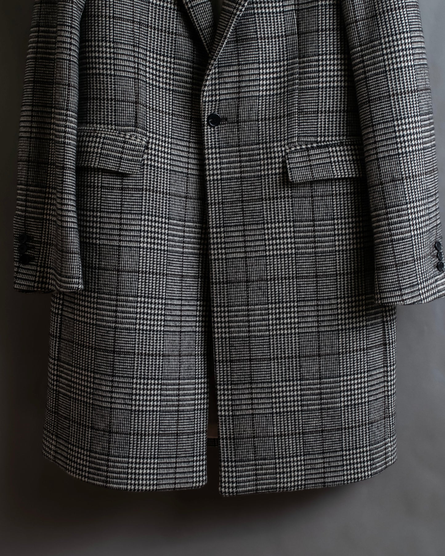 "RAF SIMONS" 20-21AW Glen check pattern tailored shape coat