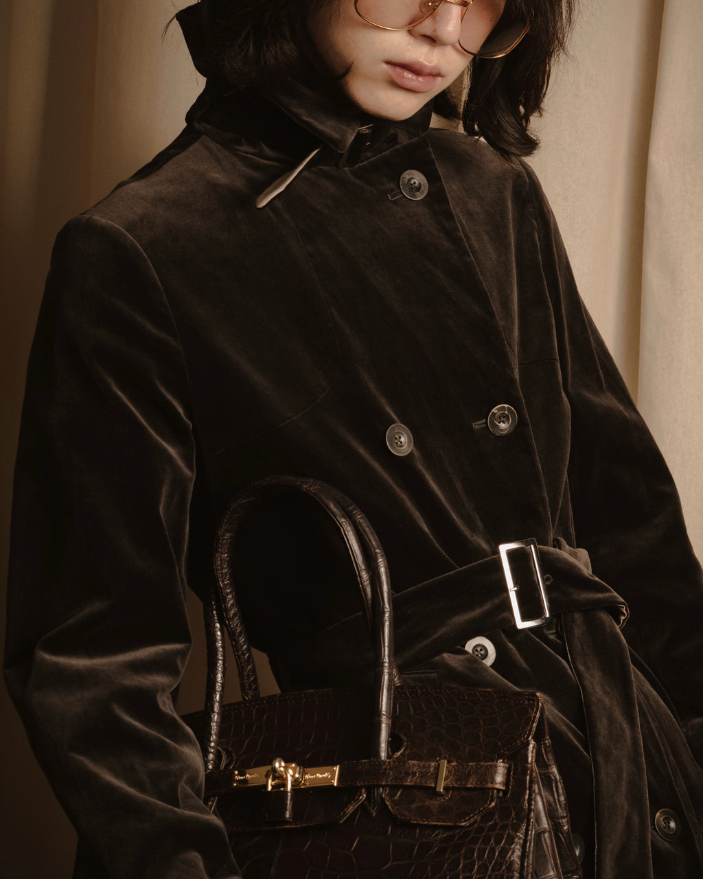 -SPECIAL- "JIL SANDER"
90’s-00’s Architectural cotton velvet belted coat