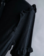 "VALENTINO" Ruffle＆lace design black knit