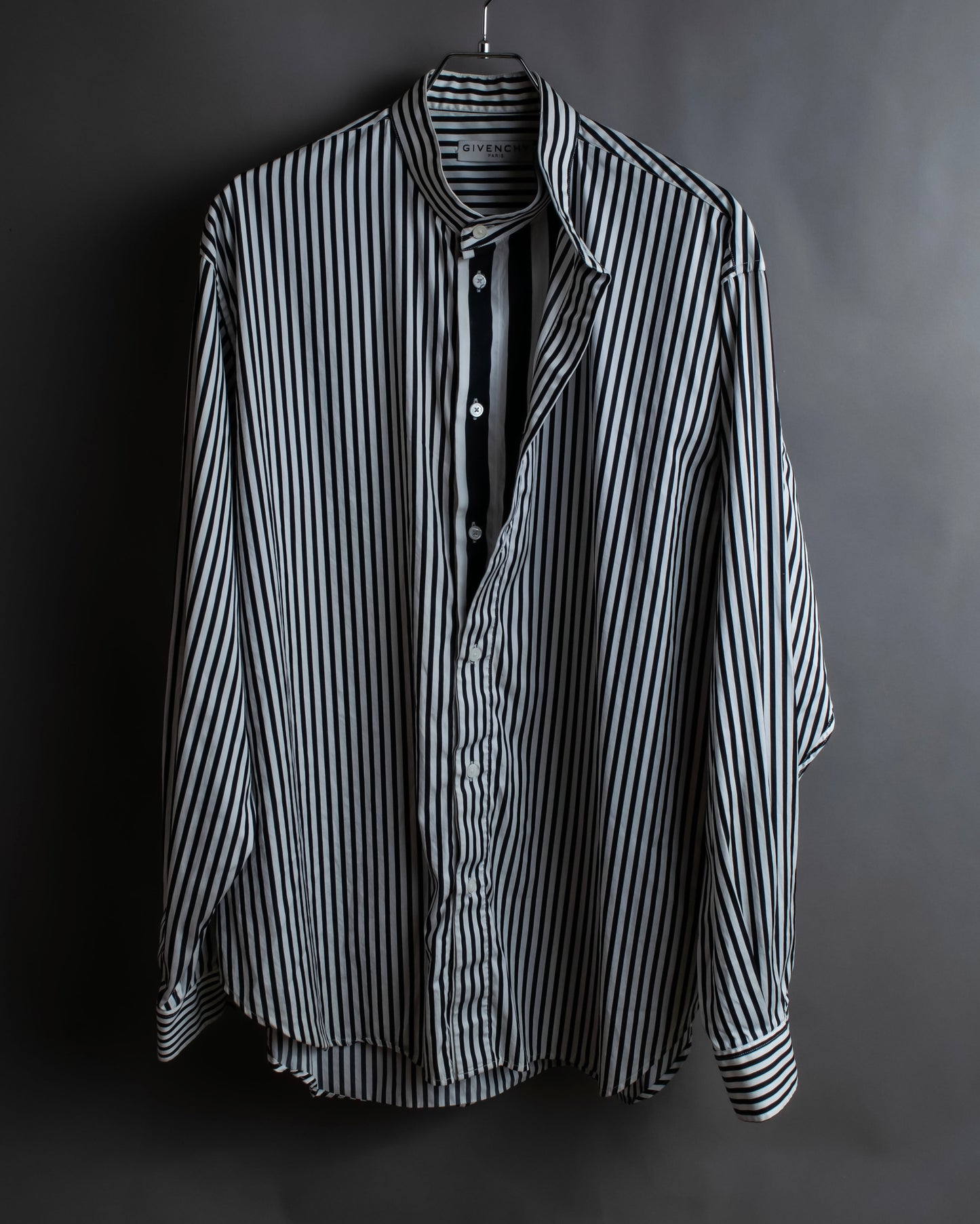 "GIVENCHY" Asymmetrical stripe pattern different thicknesses shirt