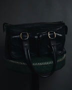 "CELINE" Leather double-pocket ring-hardware shoulder bag