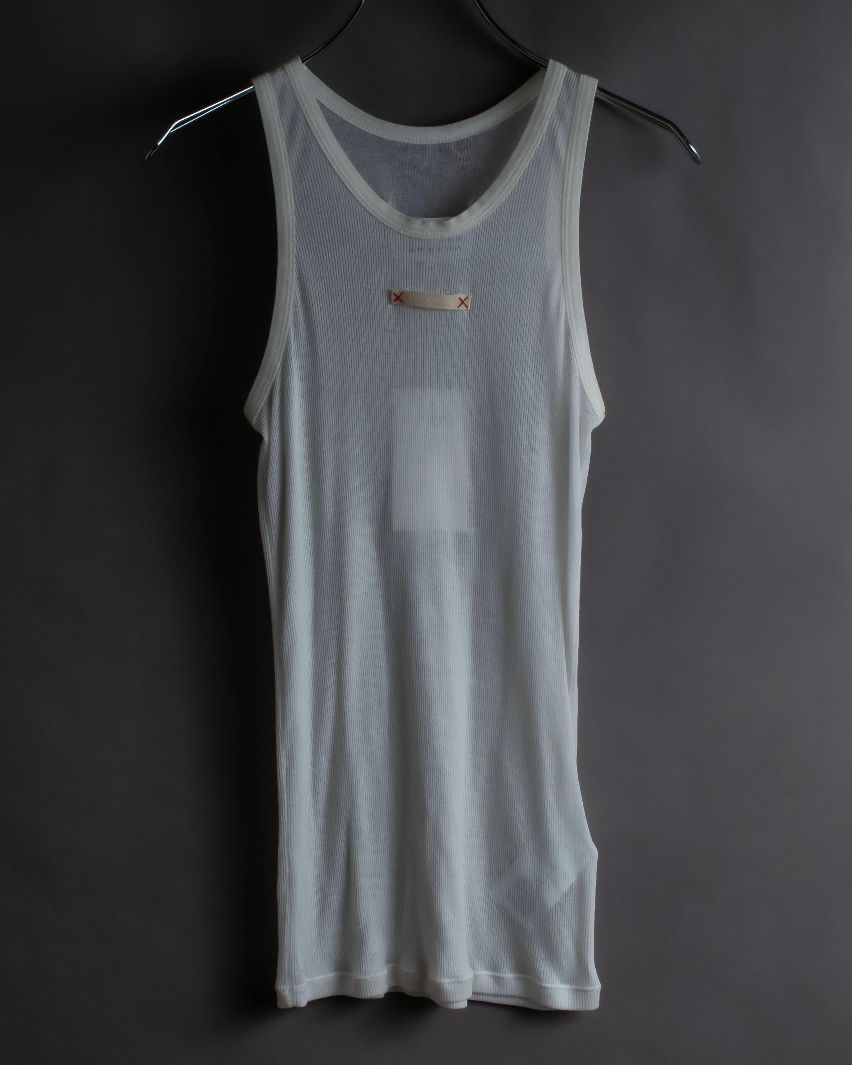 マルジェラ ノースリーブ シアー シルク 刺繍 タンクトップ 白 ホワイト Maison Margiela - TANK TOP Dove | River