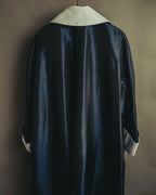 "CELINE" 70's-80's Dramatic contrast collar long coat