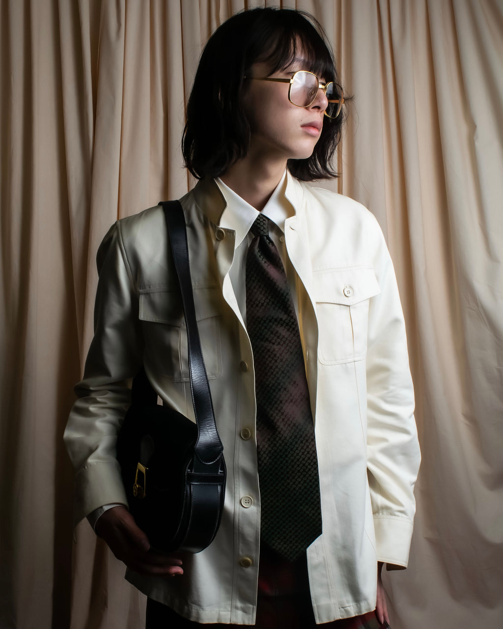 "GIORGIO ARMANI" Oval dot pattern silk twill necktie