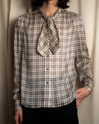 "Saint Laurent" Lame check pattern bow tie shirt