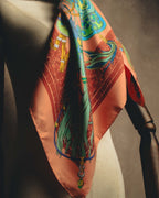 "GUCCI" Late 70's-early 90's oriental motif silk scarf
