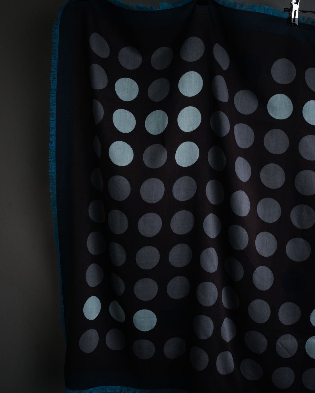 “HERMÈS” 10's-20's Polka dot wool silk fringed stole