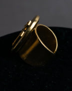 "JEAN PAUL GAULTIER" Cross motif leather panel gold ring