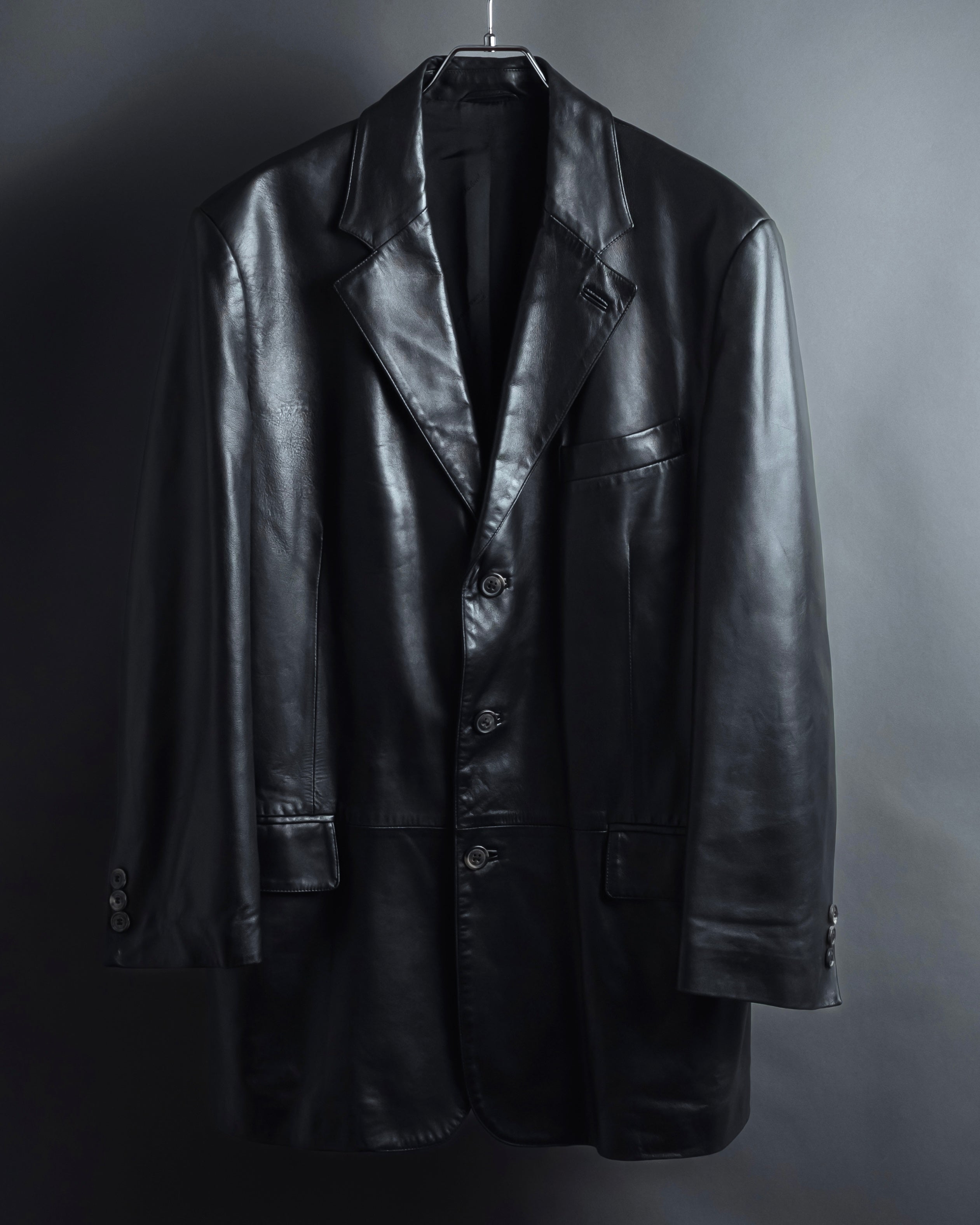 "Salvatore Ferragamo" Straight silhouette leather tailored jacket