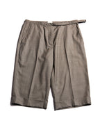 Hermes/ Silk Blended Waist Belt Shorts Brown