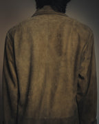 -SPECIAL- “LOEWE” 70’s-80’s Perforated trim suede long jacket