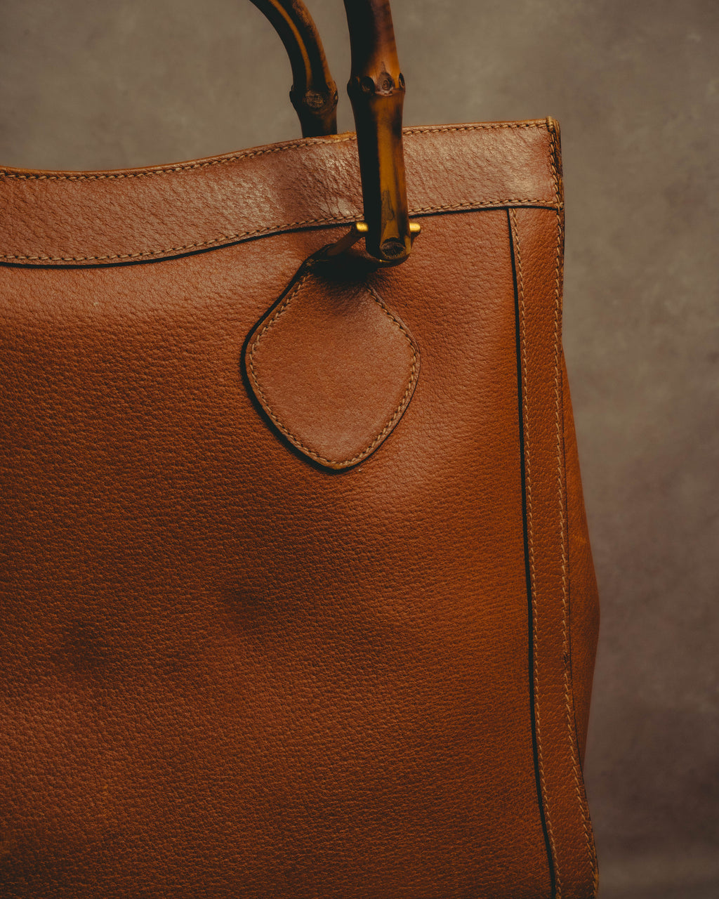 "GUCCI" 80's-90's Bamboo handle leather tote bag