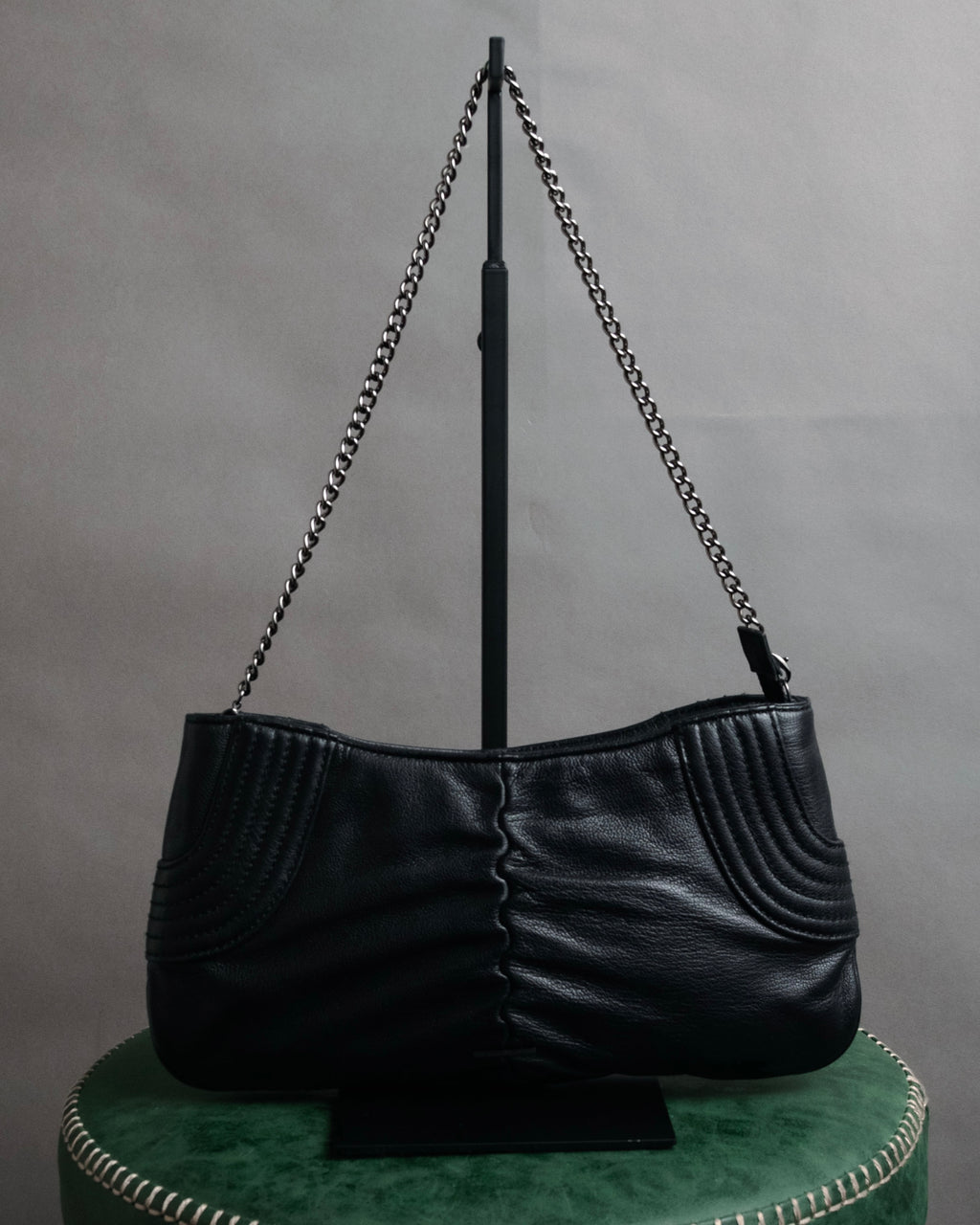 “Salvatore Ferragamo” 2000’s Gathered leather chain shoulder bag