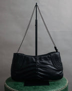“Salvatore Ferragamo” 2000’s Gathered leather chain shoulder bag
