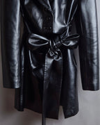 "MATÉRIEL TBILISI" Draped belted synthetic leather long jacket