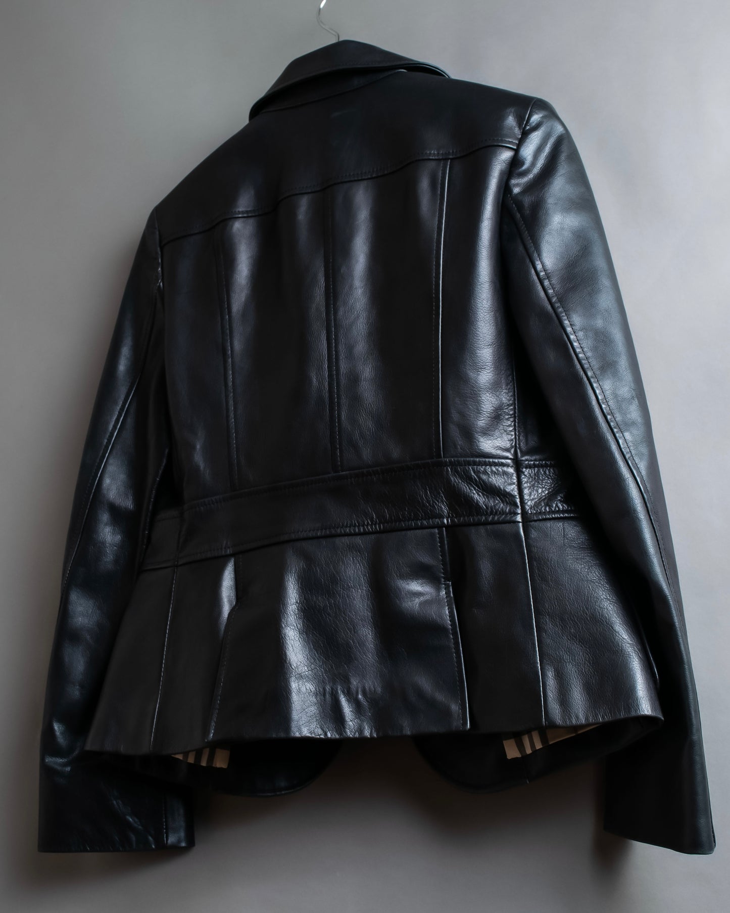 "BURBERRY" 100% cow leather Military pocket details short length jacket