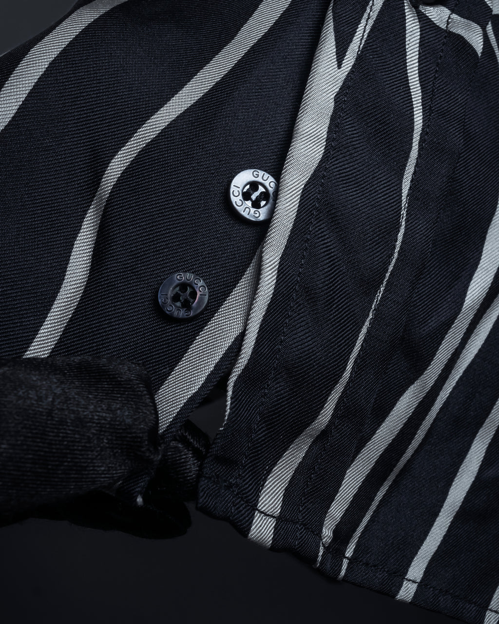 "GUCCI" Handwritten calligraphy pattern silk shirt