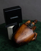 "CHANEL" 97AW Karl Lagerfeld double C logo rhinestone design ring