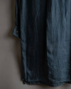 "HERMES" 90's Military detail linen long shirt dress