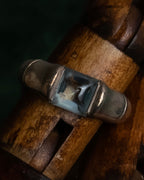 "GUCCI" Bamboo motif stone top silver ring