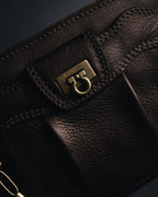 "Salvatore Ferragamo" 2000’s gathered metallic leather ball-link shoulder bag