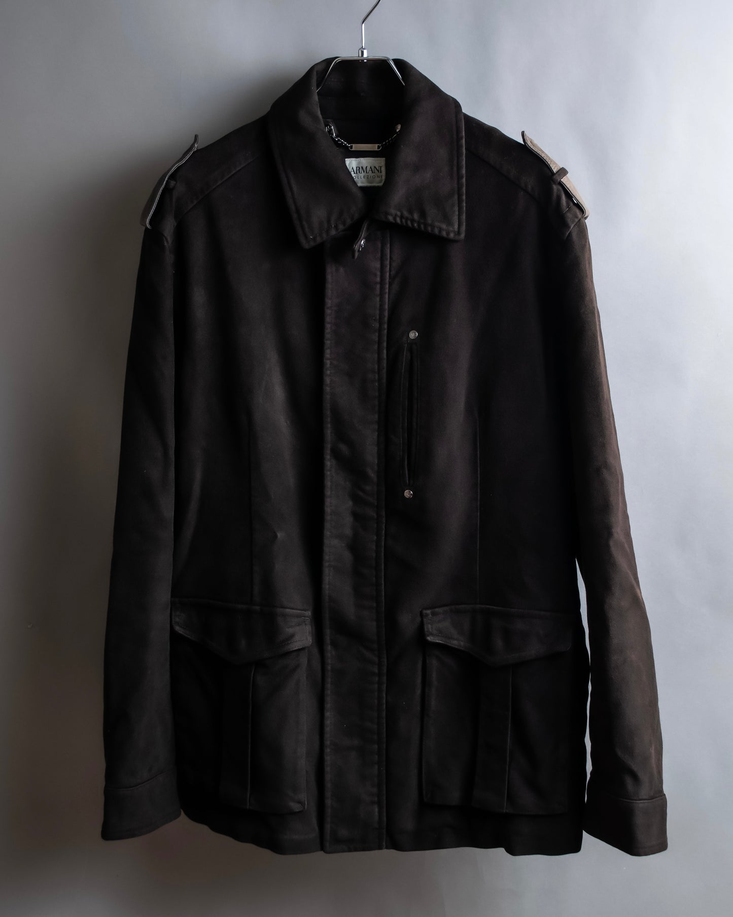 "ARMANI COLLEZIONI" Military detail elbow patch zip-up jacket