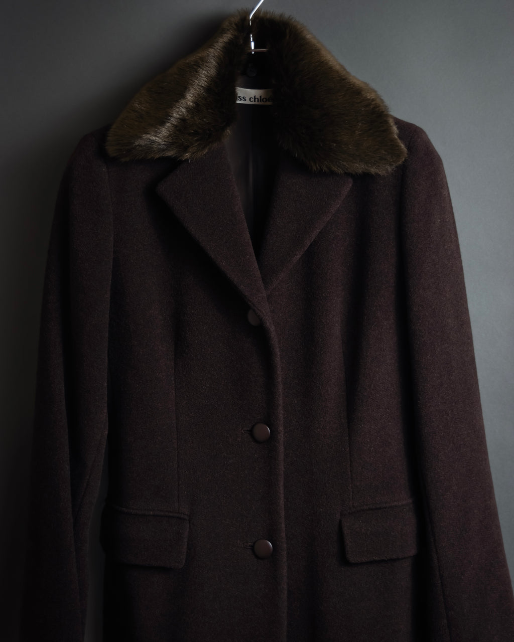 "miss Chloe" Fur collar switching design wool coat