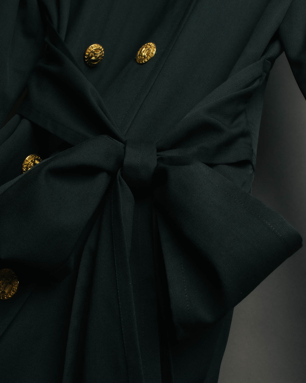 –SPECIAL– "CELINE" 80's Elegant belted double breasted long coat