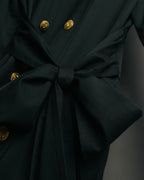 –SPECIAL– "CELINE" 80's Elegant belted double breasted long coat