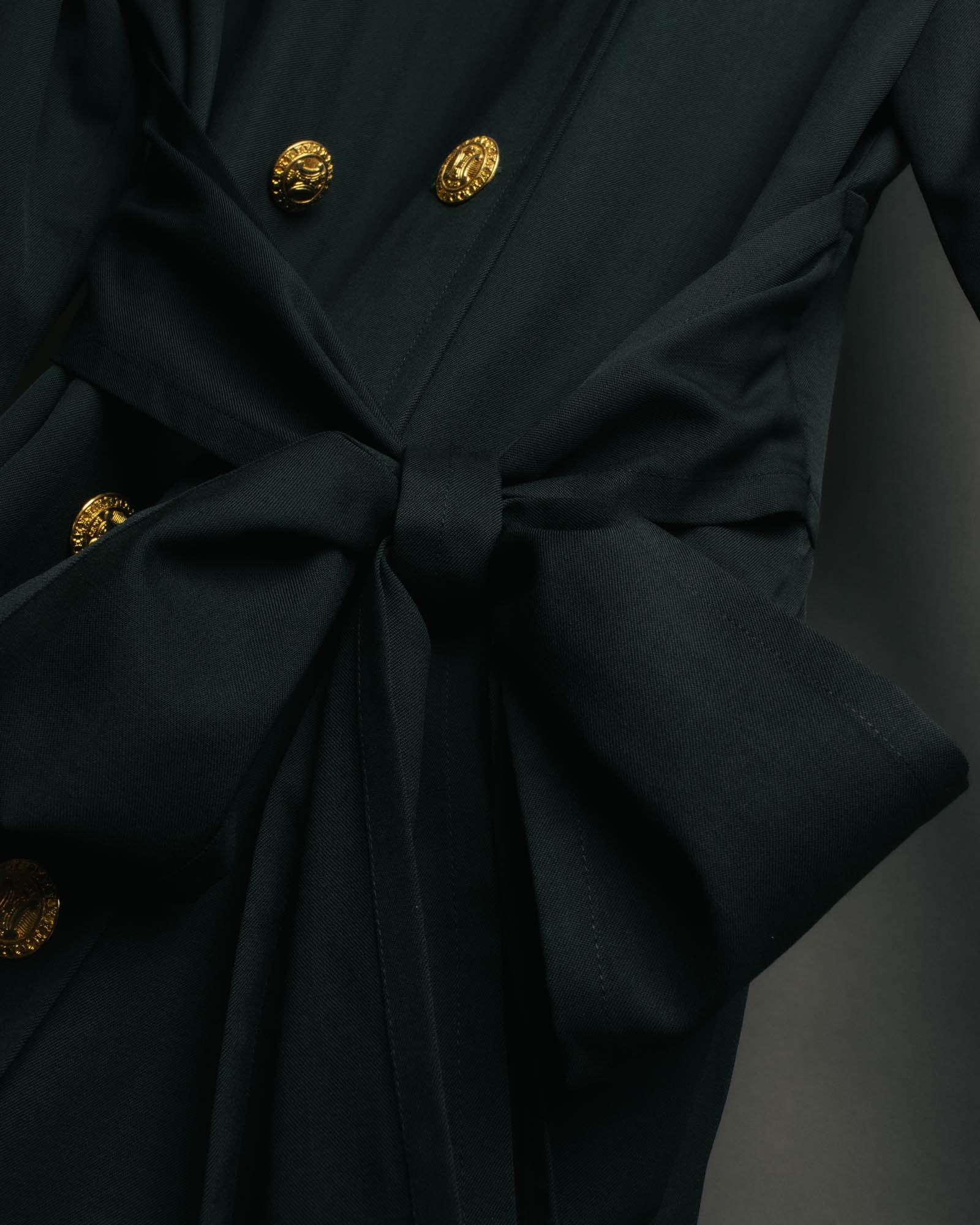 –SPECIAL– "CELINE" 80's Elegant belted double breasted long coat