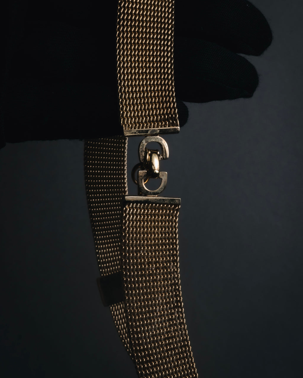 "Christian Dior" 80’s wide mesh pavé bar necklace