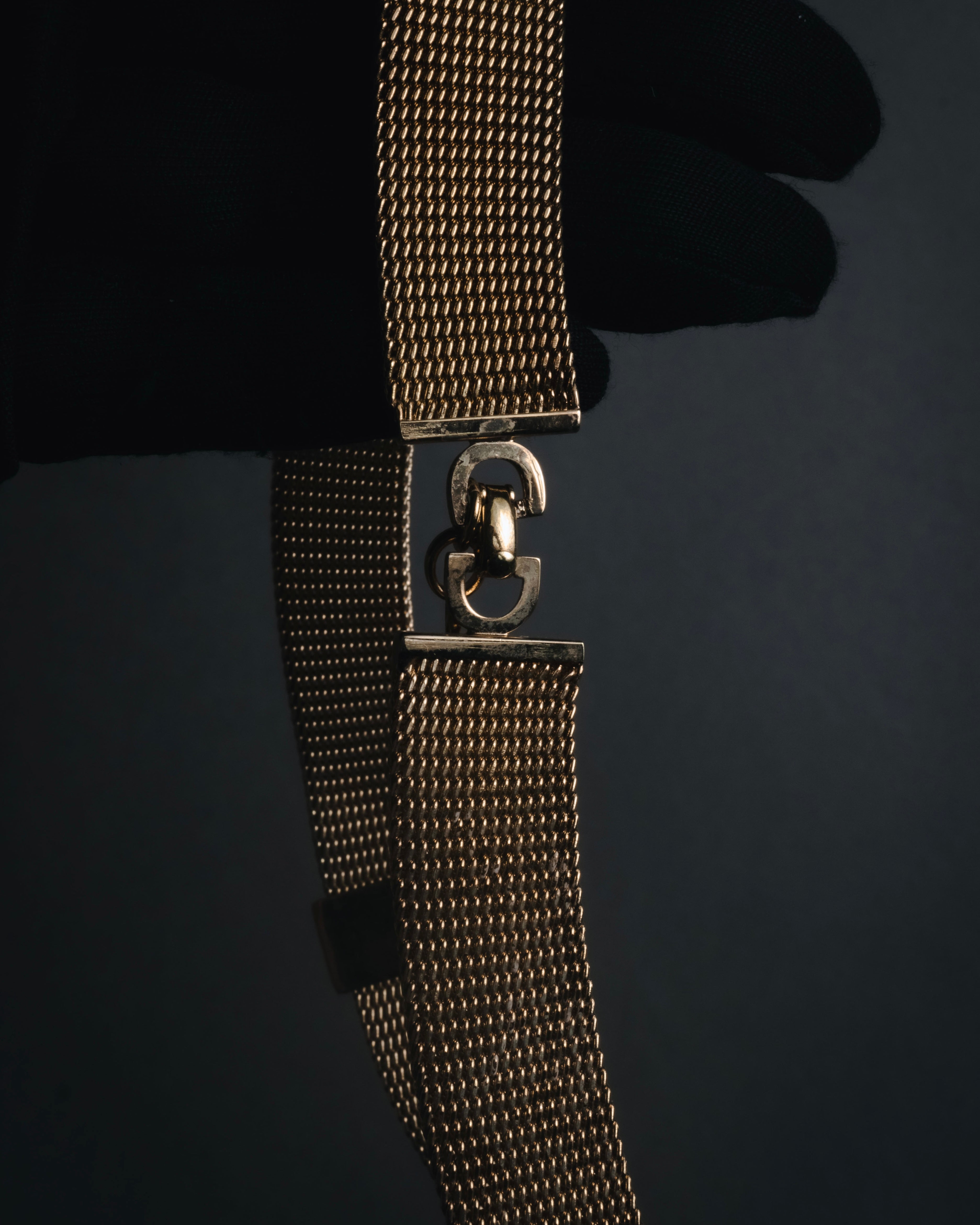 "Christian Dior" 80’s wide mesh pavé bar necklace