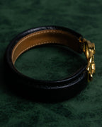 "CELINE" Horse-drawn carriage motif buckle leather bracelet