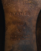 "HERMES" 00’s suede h buckle heeled loafers