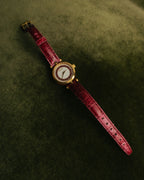 "GUCCI" 80's-90's Sherry line web stripe round watch with roman dial