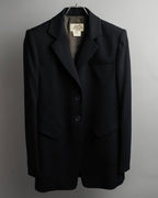 "HERMES" 90's classic detail dark blue tailored jacket