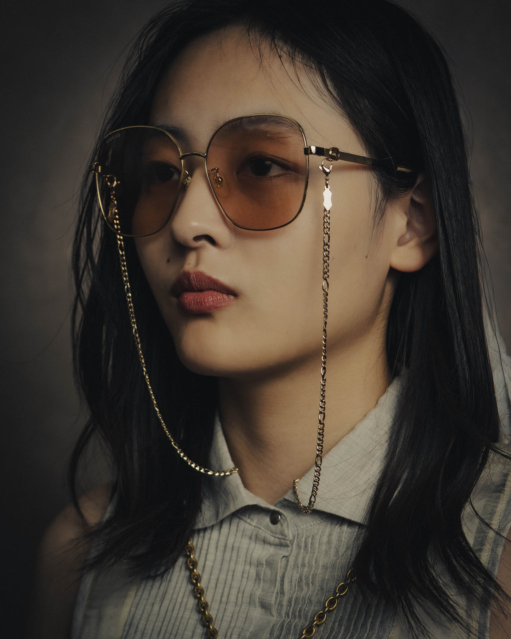 -SPECIAL- “GUCCI” 2016-2022 chain detailed oversized sunglasses
