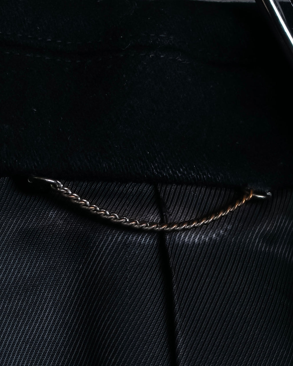 "JOHN LAWRENCE SULLIVAN"
 Large lapel double-breasted mid length coat