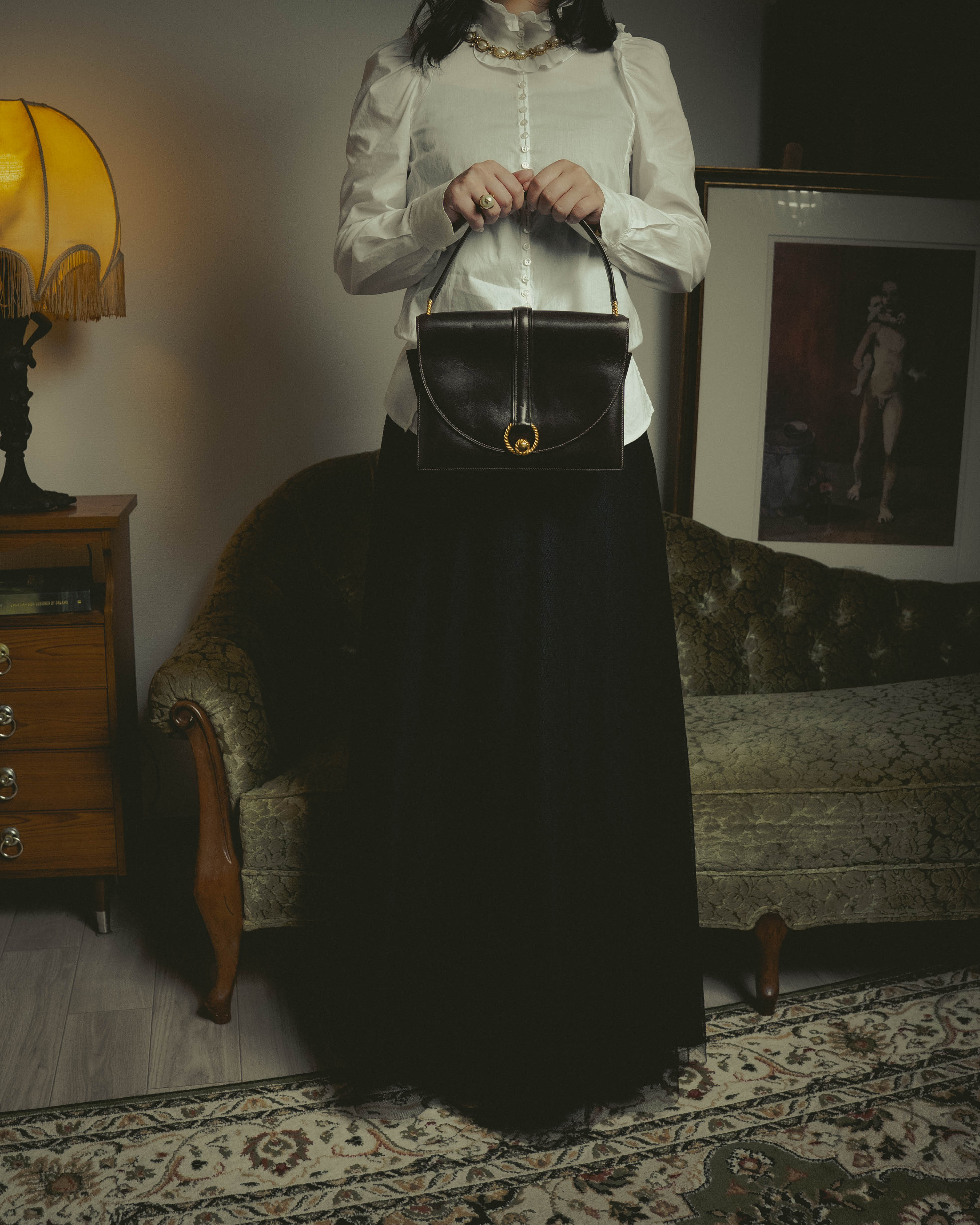 -SPECIAL- "HERMES" 50's Vintage box calf leather shoulder bag