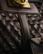 -SPECIAL- “Salvatore Ferragamo” 00’s-10’s Leather scale appliqué gancini shoulder bag